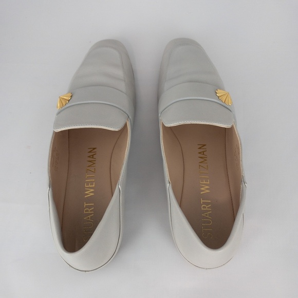 STUART WEITZMAN Shoes Size 6.5 B WYLIE Star Flats Cream Leather Loafers - Picture 5 of 9